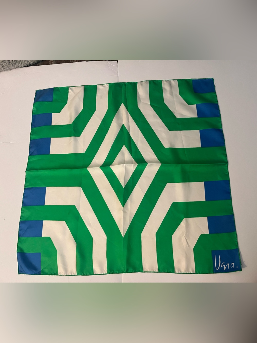 Vera blue and green geometric square  scarf